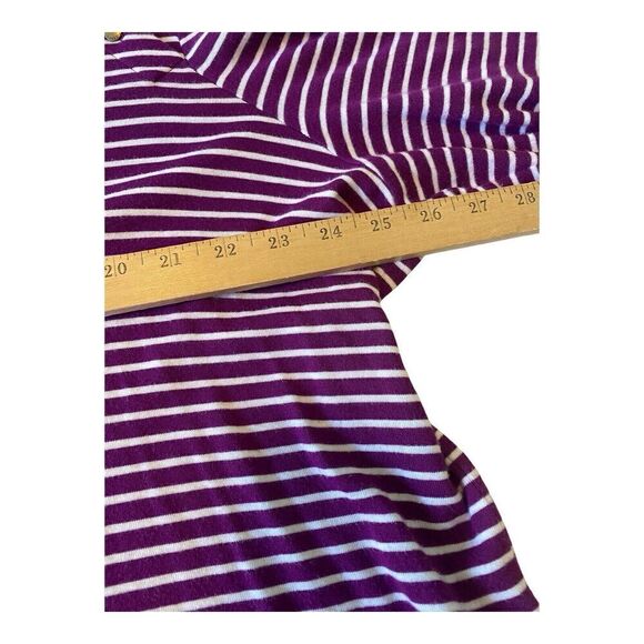 Chaps Classic Woman’s 3/4 Sleeve Striped Purple Shirt Plus Size 3X 100% Cotton - Picture 7 of 10
